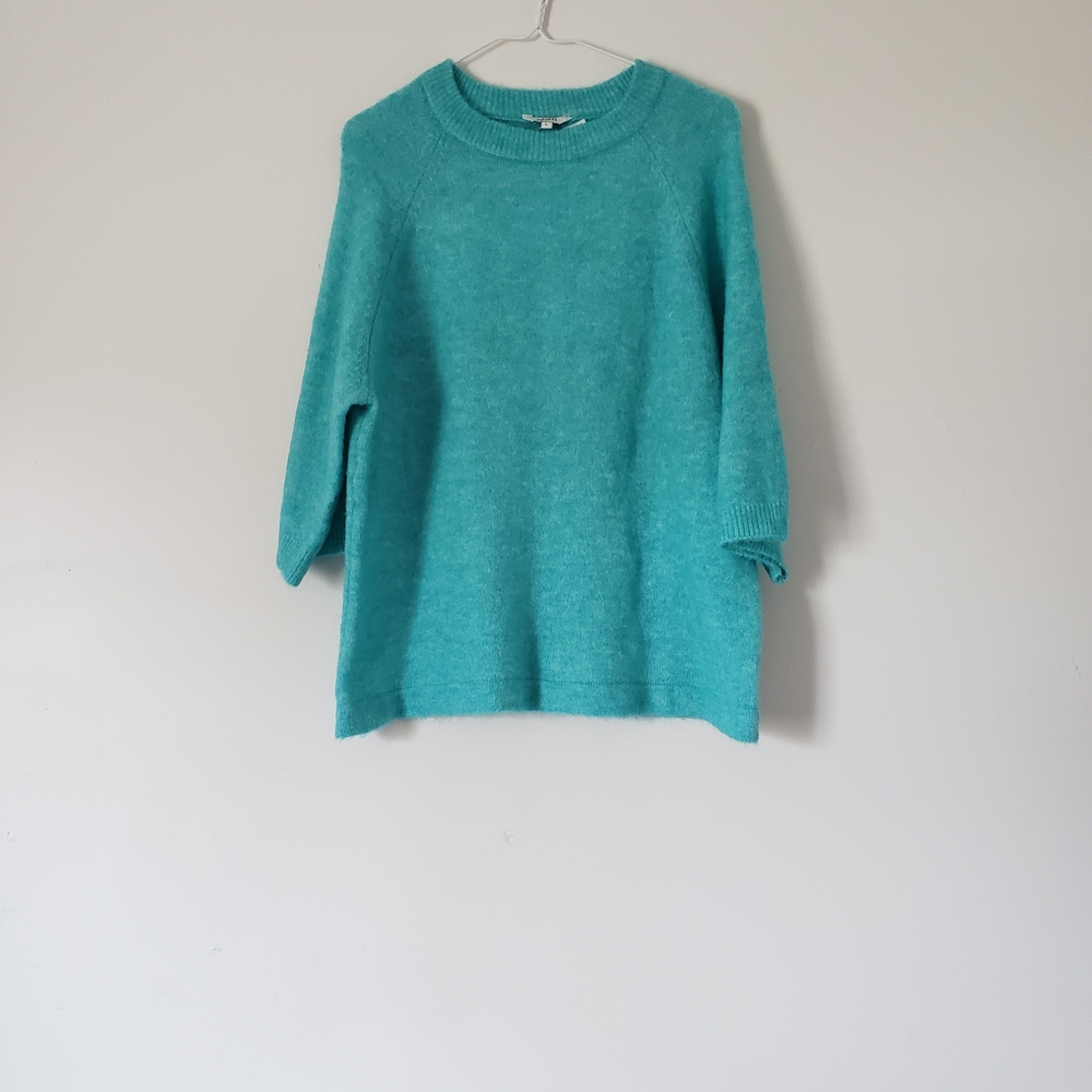 Super Soft Turquoise Blue Raglan Sleeve Knit Sweater Refreshing & Vibrant color